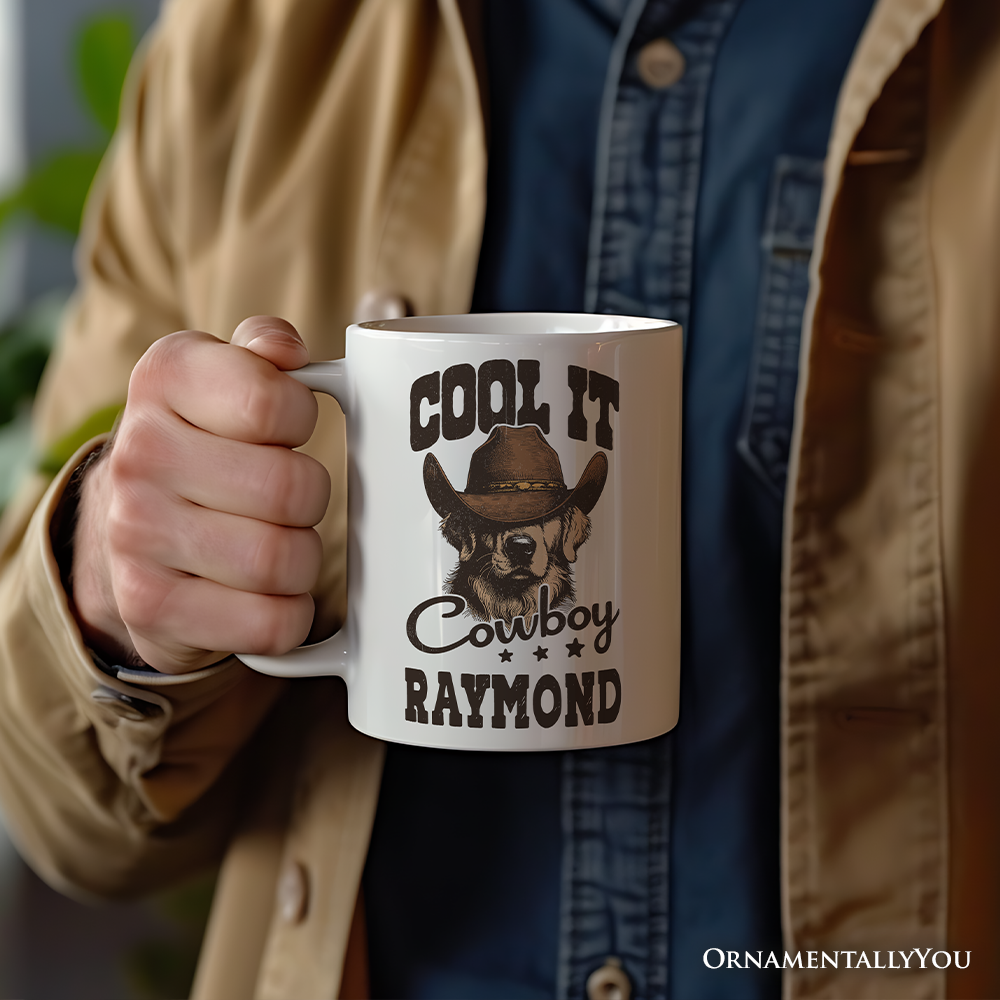 Cool It Cowboy Personalized Mug, Retro Western Golden Retriever Country Lovers Gift With Custom Name