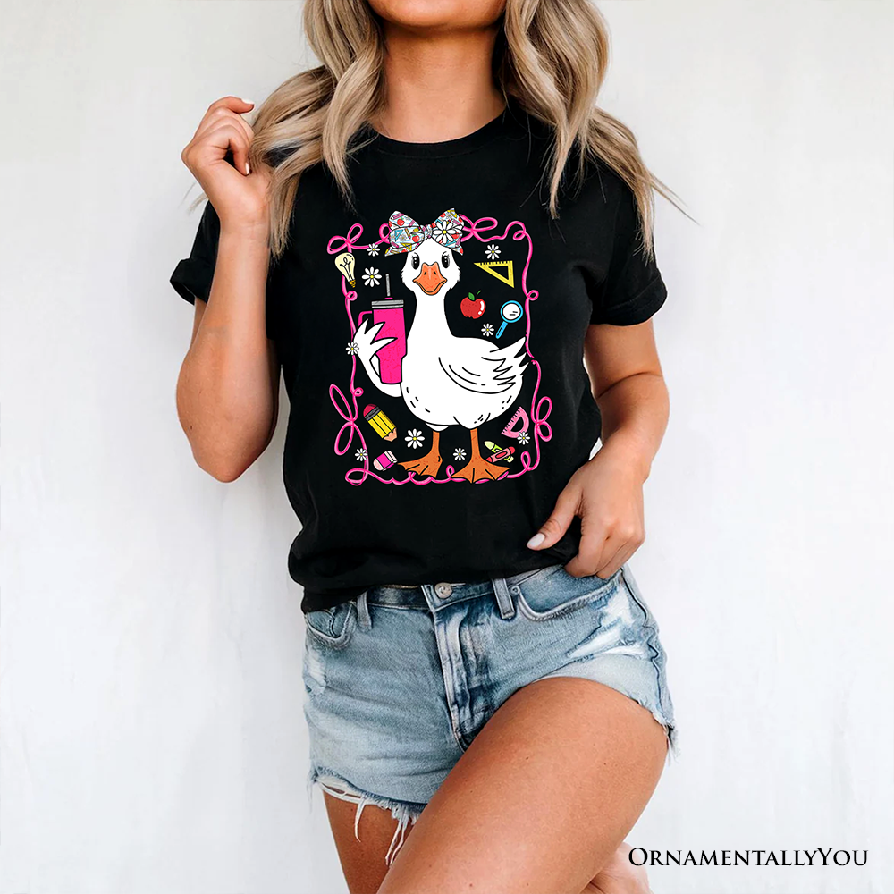 Coquette Teacher Goose T-Shirt, Funny Classroom Tee for Educators