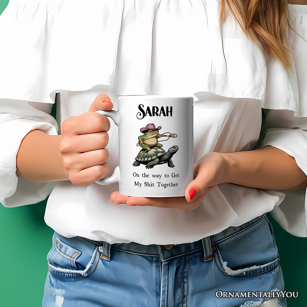 Cowboy Frog And Turtle Personalized Mug, Sarcastic Quote Gift With Custom Name