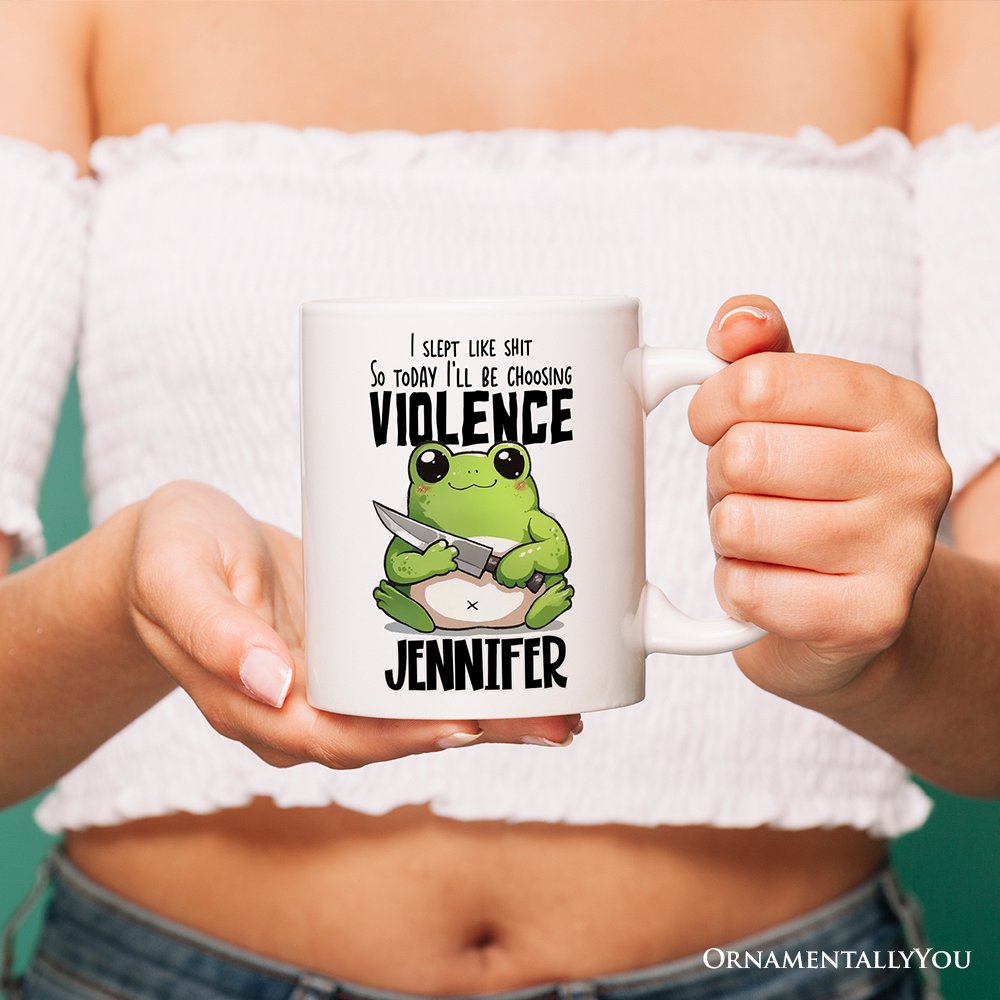 Cute Frog Morning Melee Personalized Mug With Custom Name