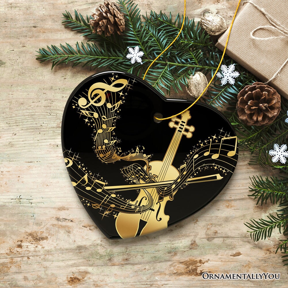 Golden Symphony of Violin Ornament, Serenade of Harmonious Melodies, Gift for Music Lovers