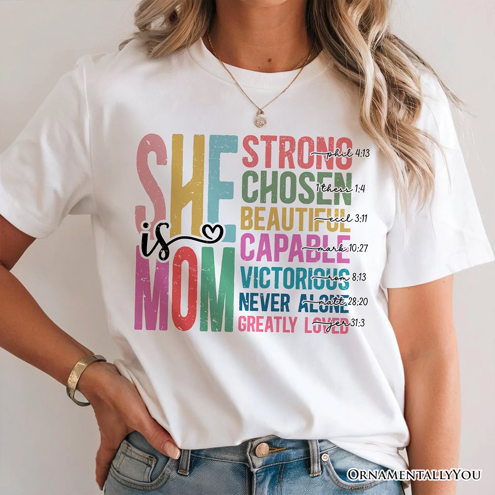 Inspirational Christian Mom T-Shirt, Affirmation White Tee for Strong and Motivated Mothers