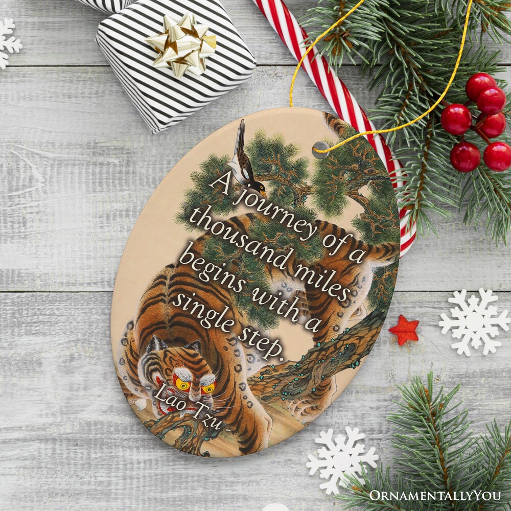 Lao Tzu Inspirational Journey Quote Ceramic Ornament, Enlightening Gift And Decor