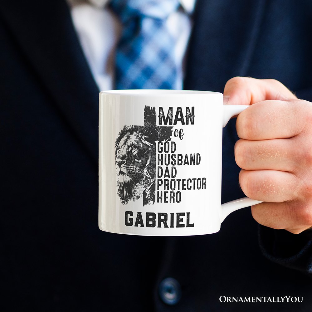Man of God Personalized Mug, Faith Christian Dad Gift with Custom Name