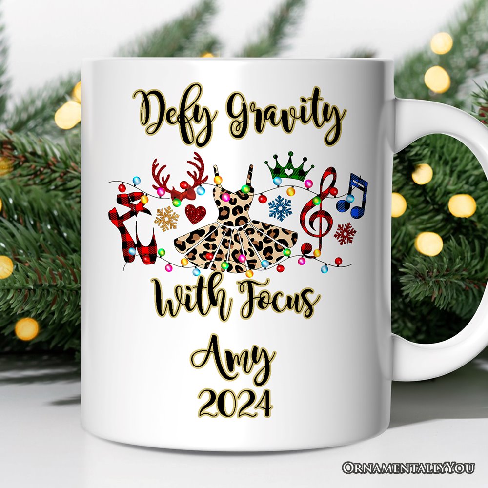 Personalized Mug Ballet Buffalo Plaid Christmas, Dance Teacher Gift