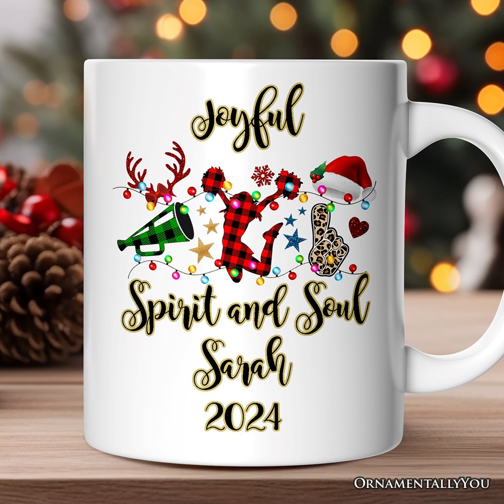 Personalized Mug Cheer Buffalo Plaid Christmas, Cheer Team or Coach Gift