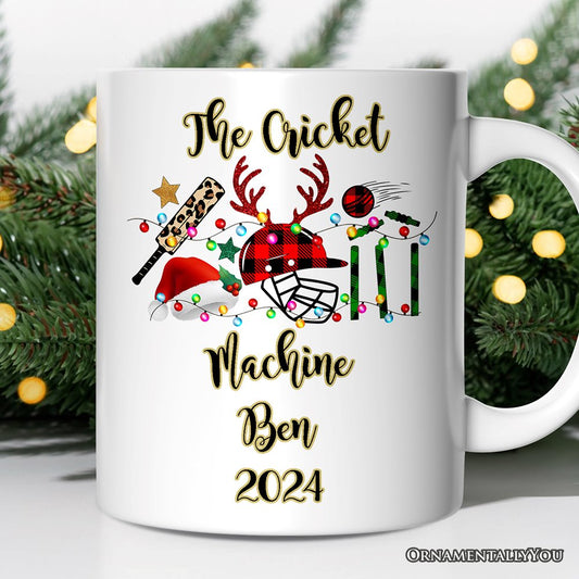 Personalized Mug Cricket Buffalo Plaid Christmas, Team and Coaches Gift