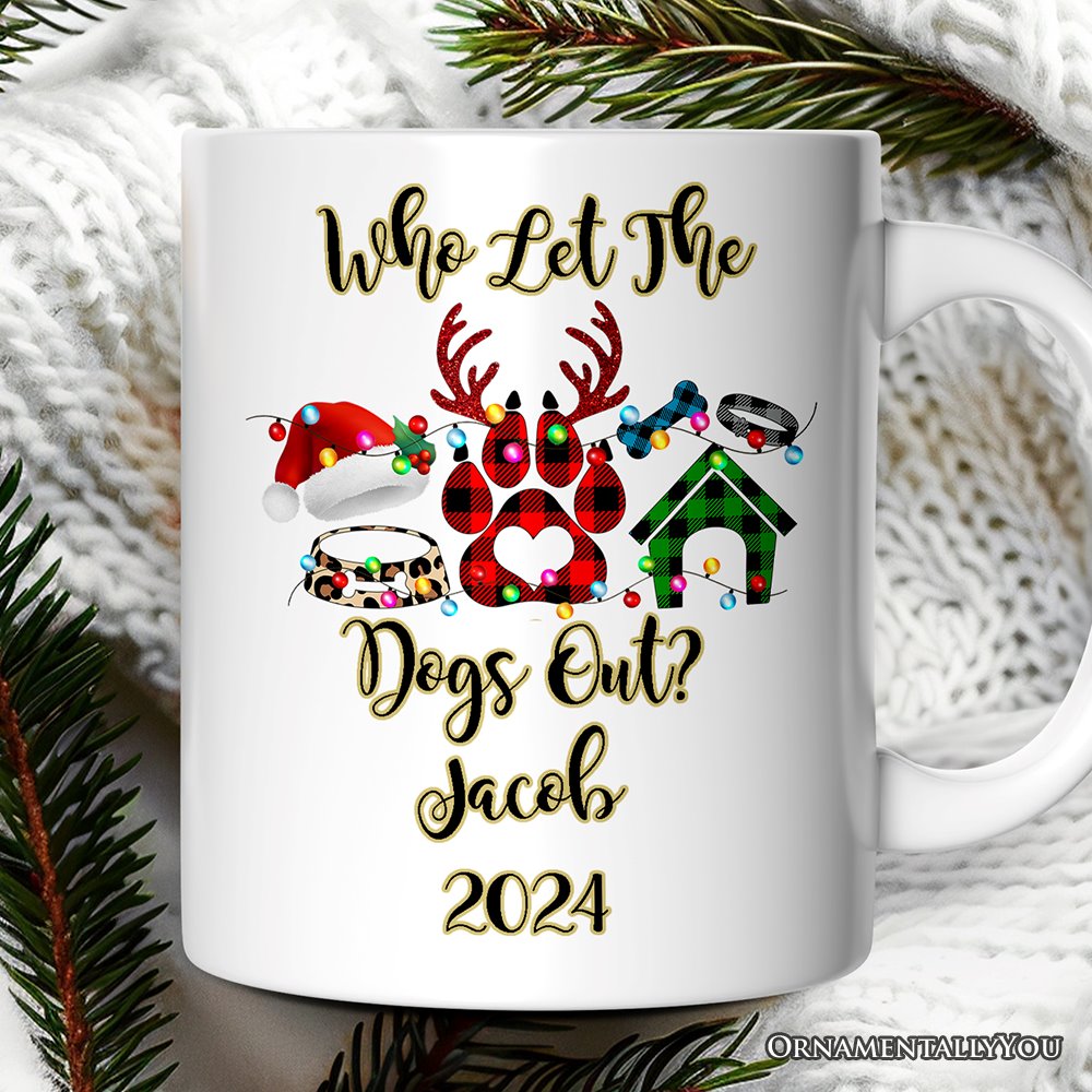 Personalized Mug Dog Buffalo Plaid Christmas, Dog Mom Gift