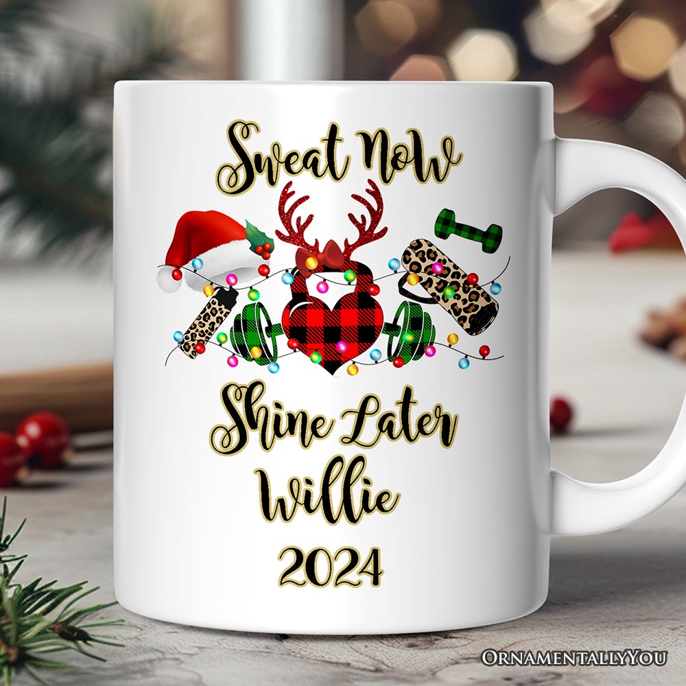 Personalized Mug Gym Buffalo Plaid Christmas, Personal Trainer Gift