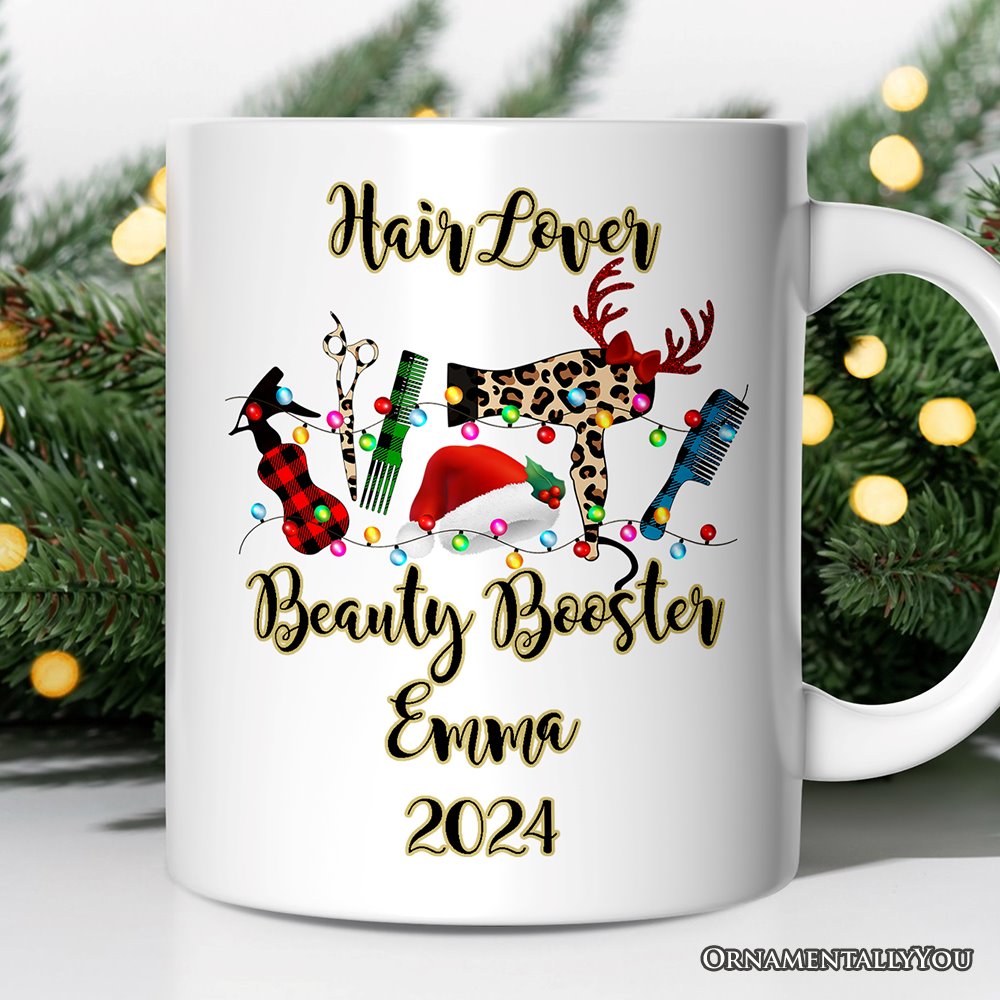 Personalized Mug Hair Stylist Buffalo Plaid Christmas, Hair Hustler Gift