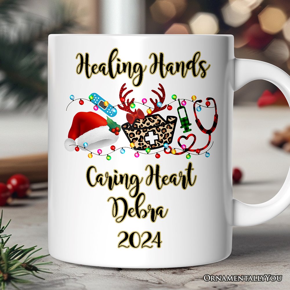 Personalized Mug Plaid Nurse Christmas, Gift for Medical Assistants and Hospital Technicians