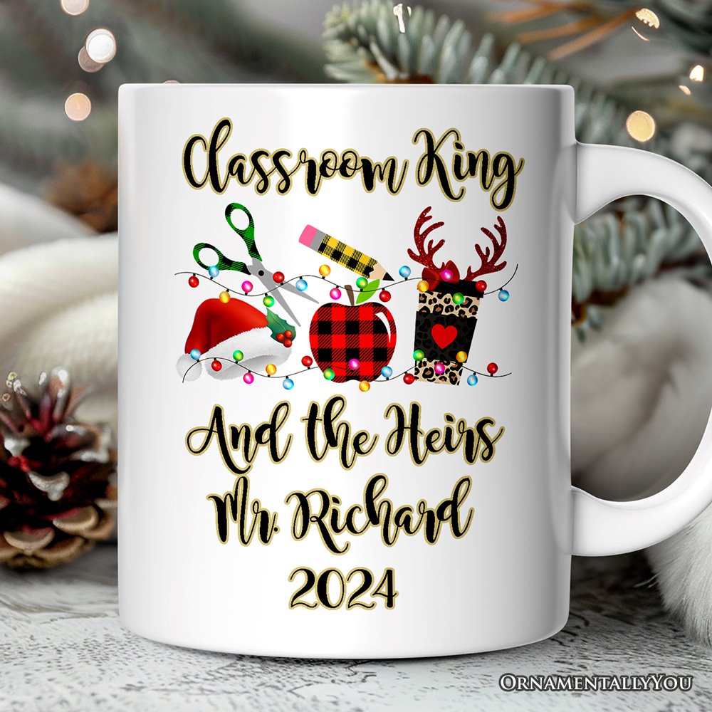 Personalized Mug Merry Christmas Plaid Teacher, School Professional Gift