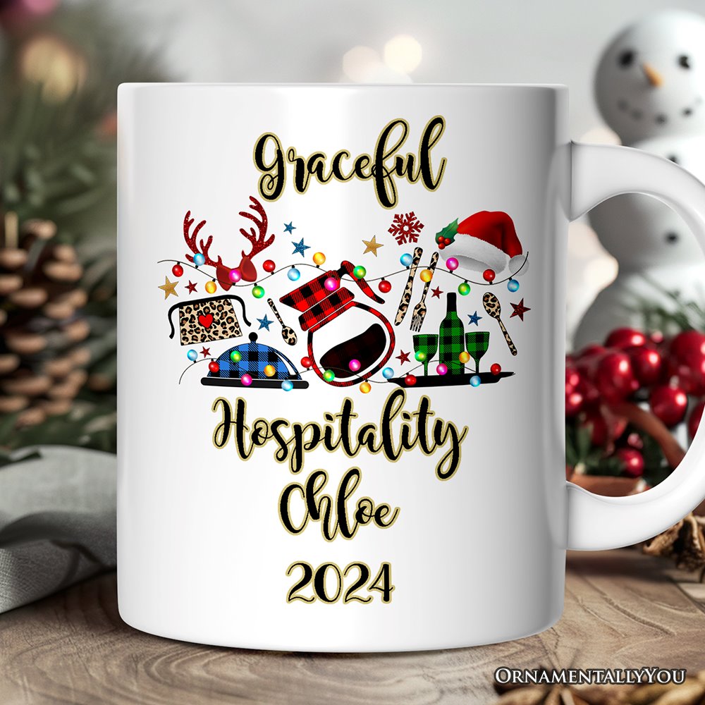 Personalized Mug Waitress Buffalo Plaid Christmas Gift