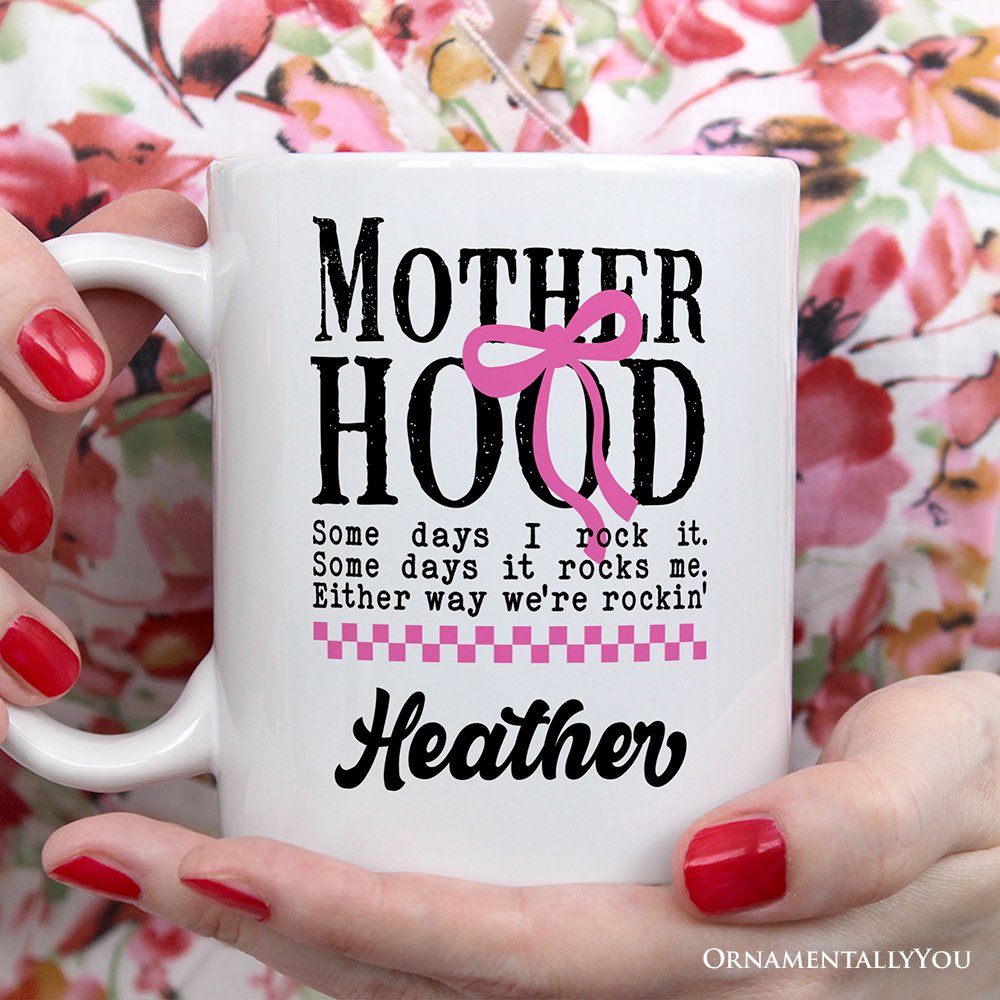 Motherhood Personalized Mug, Mom Gift With Custom Name
