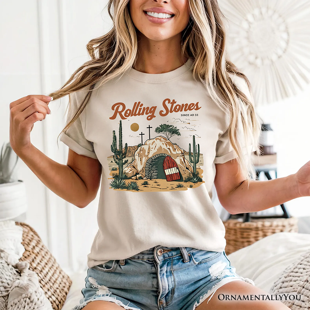 Rolling Stones Christian T-Shirt, He is Risen Easter Tee