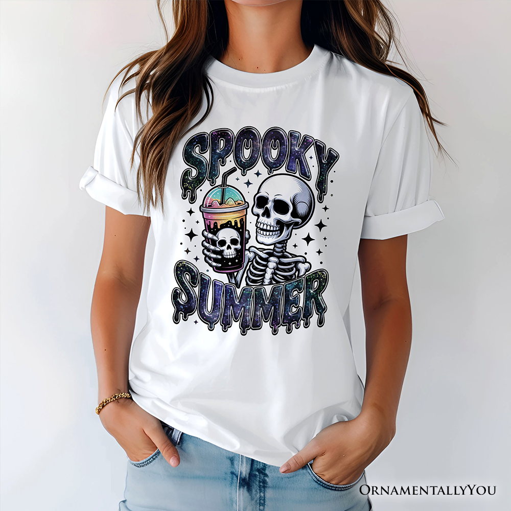 Spooky Summer Skeleton T-Shirt, Snarky Halloween Tee for Coffee and Horror Fanatics