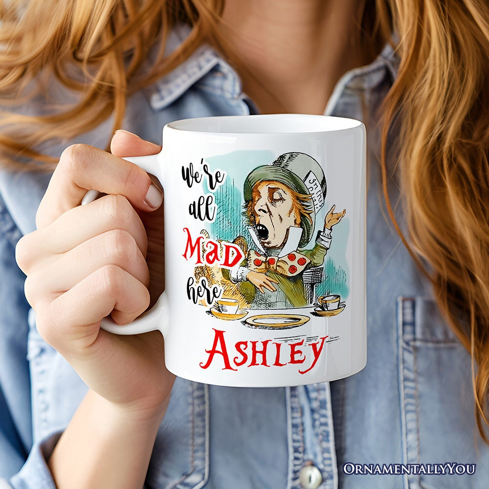 The Mad Hatter Tea Party Personalized Mug, Vintage 1860s Alice's Adventure in Wonderland