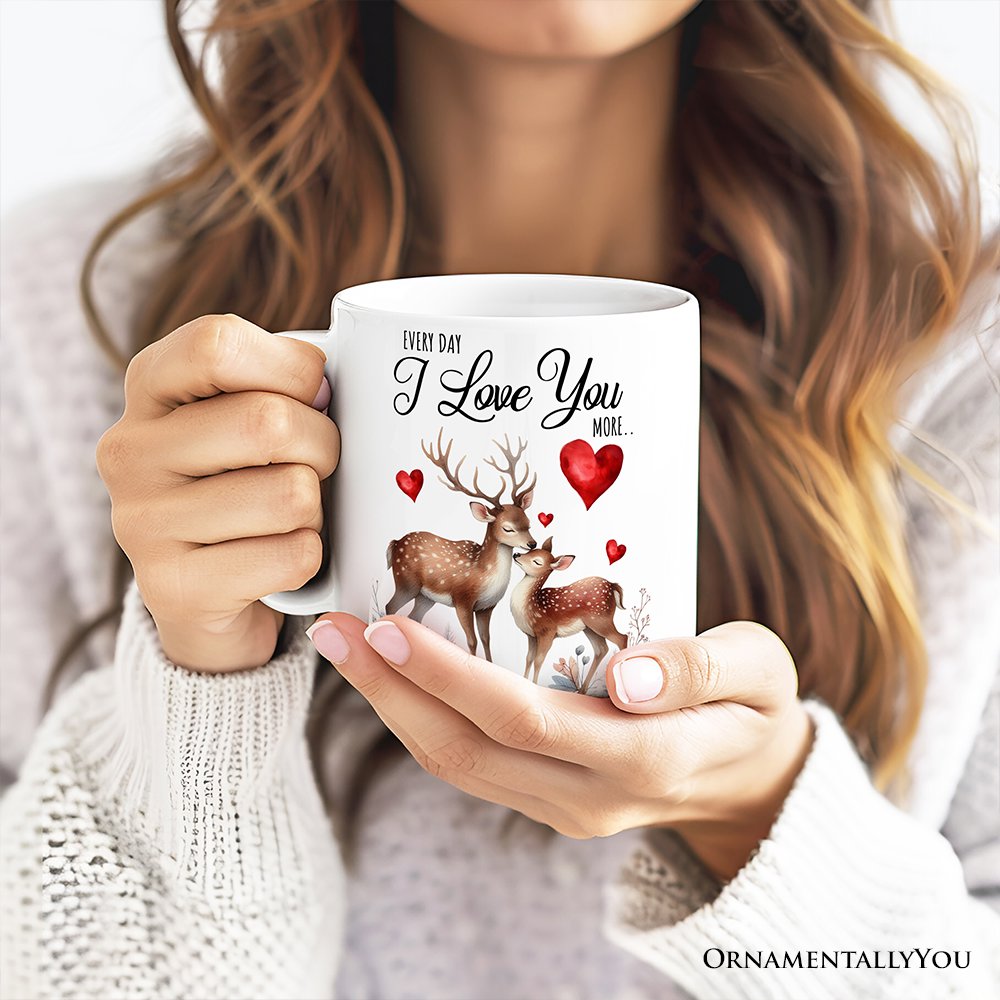 Valentine Deer Anniversary Personalized Mug for Couple, Together Keepsake Romantic Gift