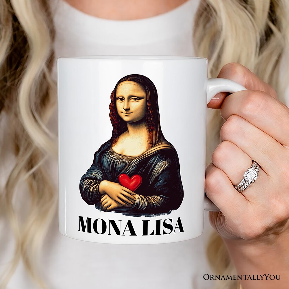 Valentine Style Mona Lisa Personalized Mug, Leonardo da Vinci Vintage Art Lover Gift