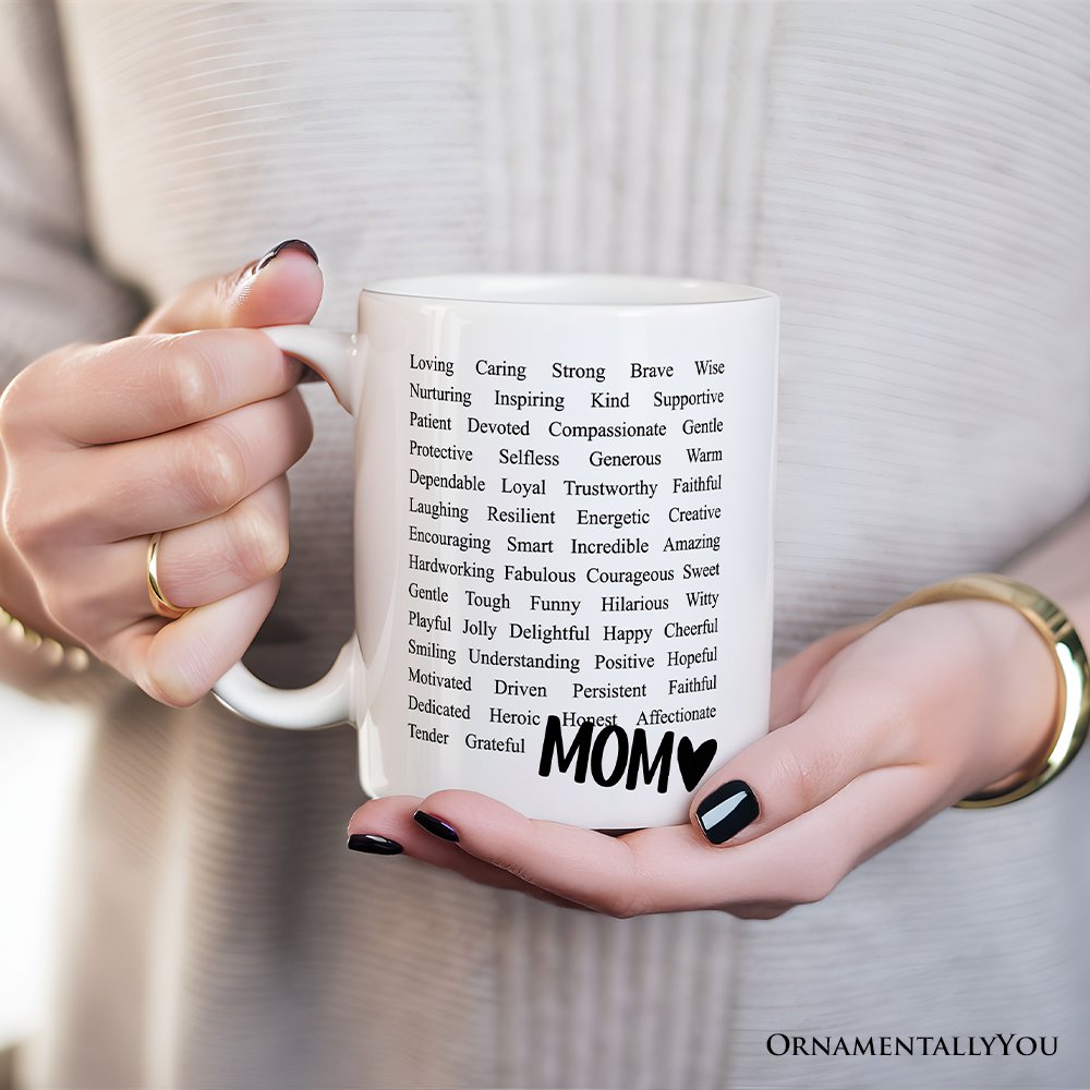 Words That Define Mom Personalized Mug, Appreciation Gift For Mom With Custom Name