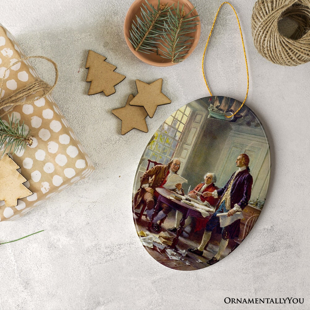 Writing of the Declaration of Independence Painting Ornament, Vintage American History
