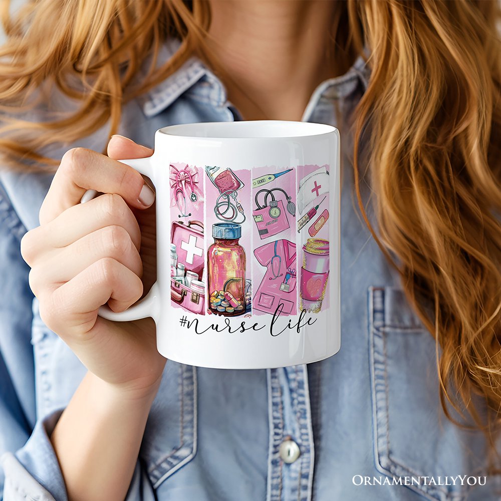 Nurse Life Personalized Mug, Coquette Medical Worker Appreciation Gift with Custom Name