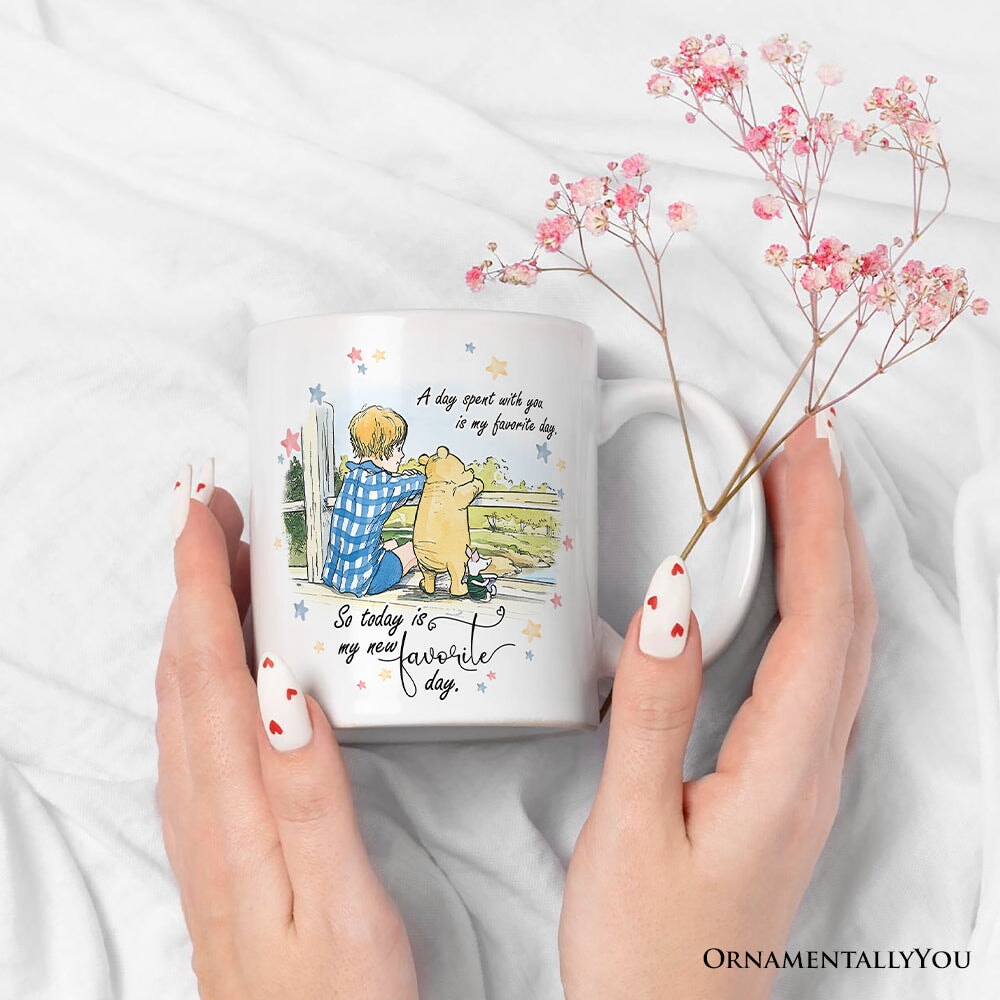 A Day with You is My Favorite Personalized Mug, Pooh Bear's Sentimental Quote with Custom Name