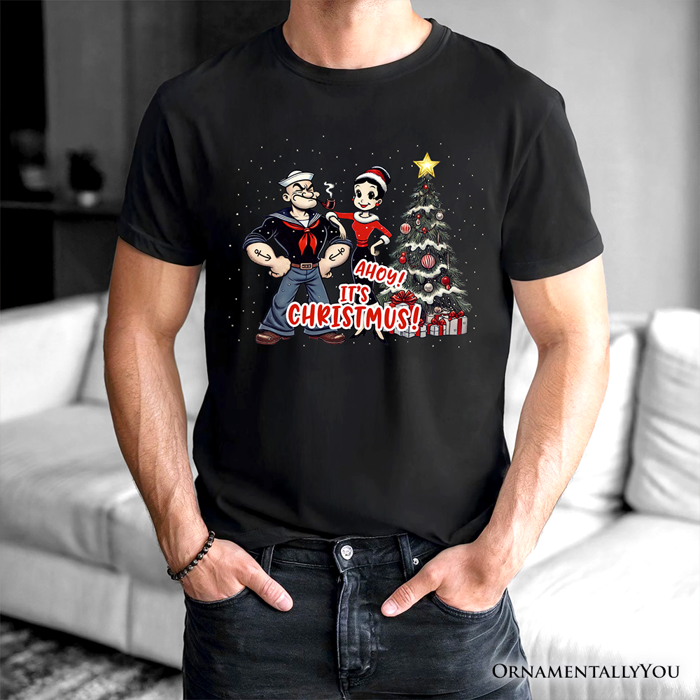 Ahoy! It's Christmus! Popeye and Olive T-Shirt, Vintage Sailor Tee for Christmas Time