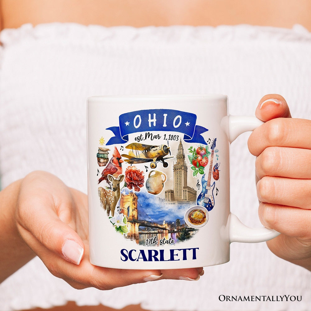 Artistic Ohio State Themes and Landmarks Personalized Mug With Custom Name