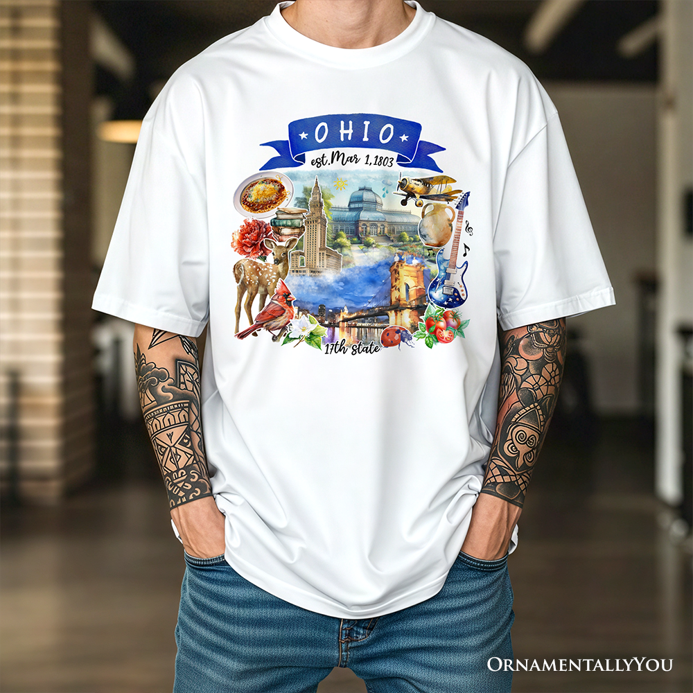 Artistic Ohio State Themes and Landmarks T-Shirt, Tee for History and Travel Lovers