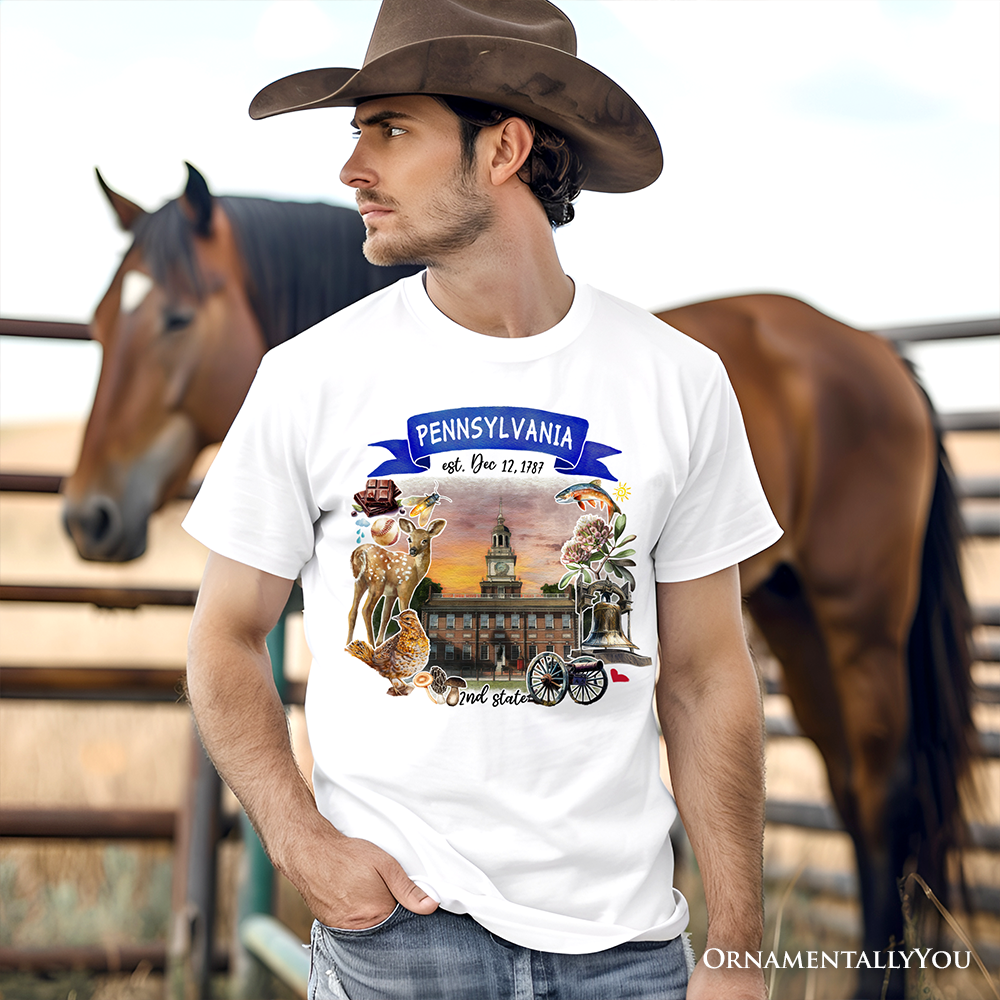 Artistic Pennsylvania State Themes and Landmarks T-Shirt, Tee for History and Travel Lovers
