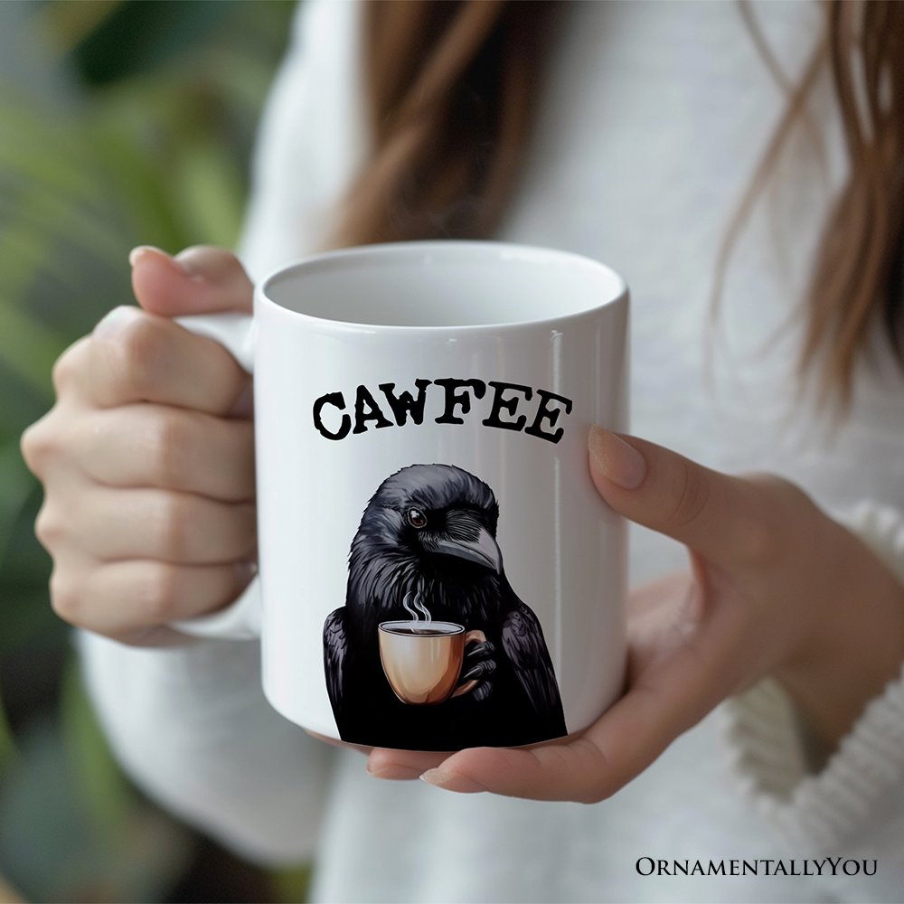 Cawfee Crow Personalized Mug, Funny Bird Lover Gift With Custom Name