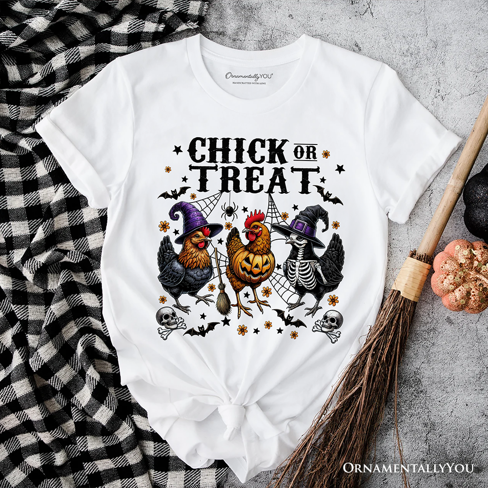 Chick or Treat Chicken T-Shirt, Funny Farmhouse Halloween Tee
