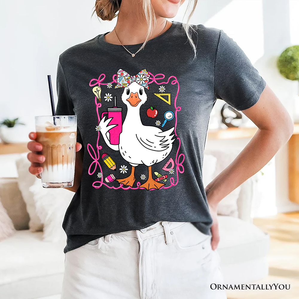 Coquette Teacher Goose T-Shirt, Funny Classroom Tee for Educators