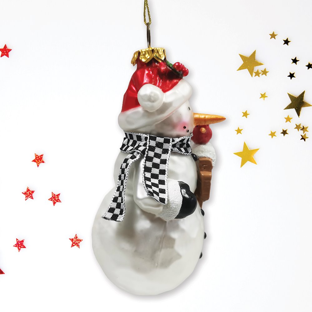 Frosty Neighborhood Snowman Glass Christmas Ornament, Delightful Holiday Decoration