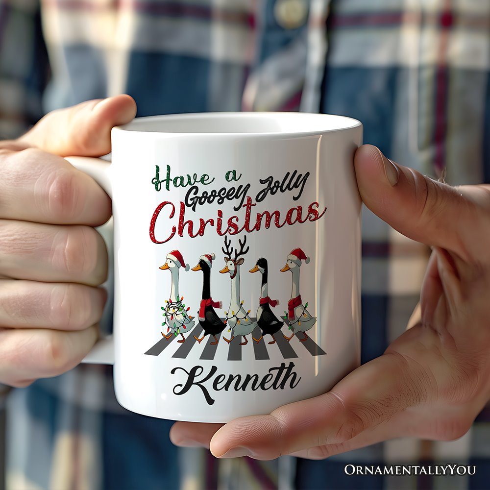 Goosey Jolly Christmas Personalized Mug, Funny Farm Lover Gift with Custom Name