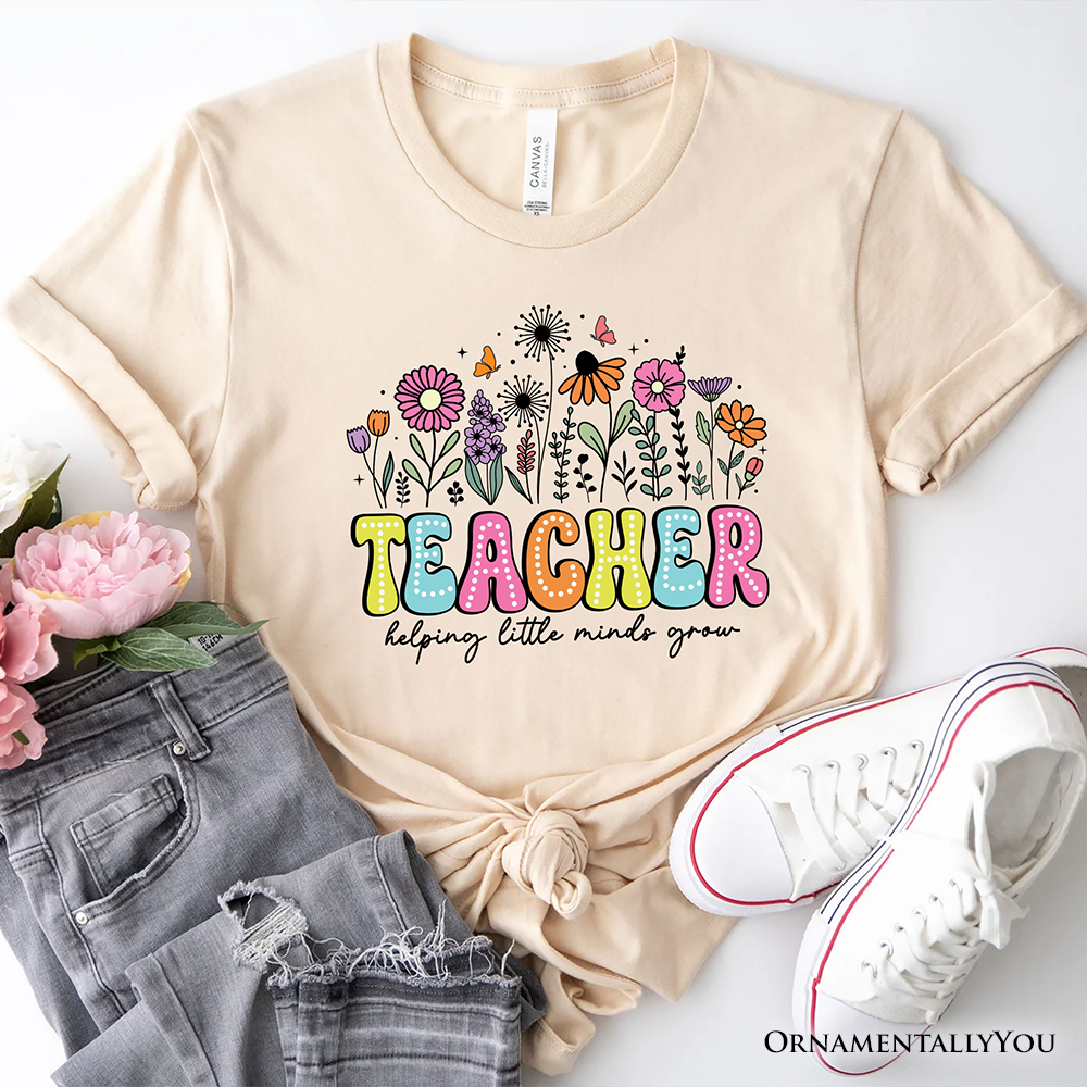 Helping Little Minds Grow Teacher T-Shirt, Floral Appreciation Tee