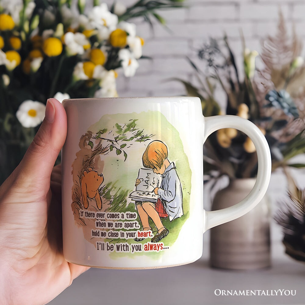 If We're Apart Keep Me in Your Heart Personalized Mug, Pooh and Friends Quote for Appreciation Gift