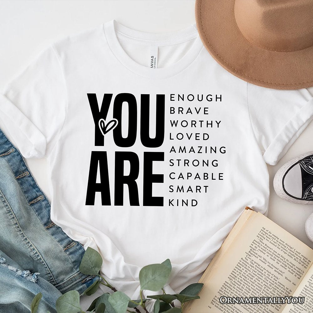 Inspirational Words T-Shirt, Minimalist White Tee for Encouraging and Loving Significant Others