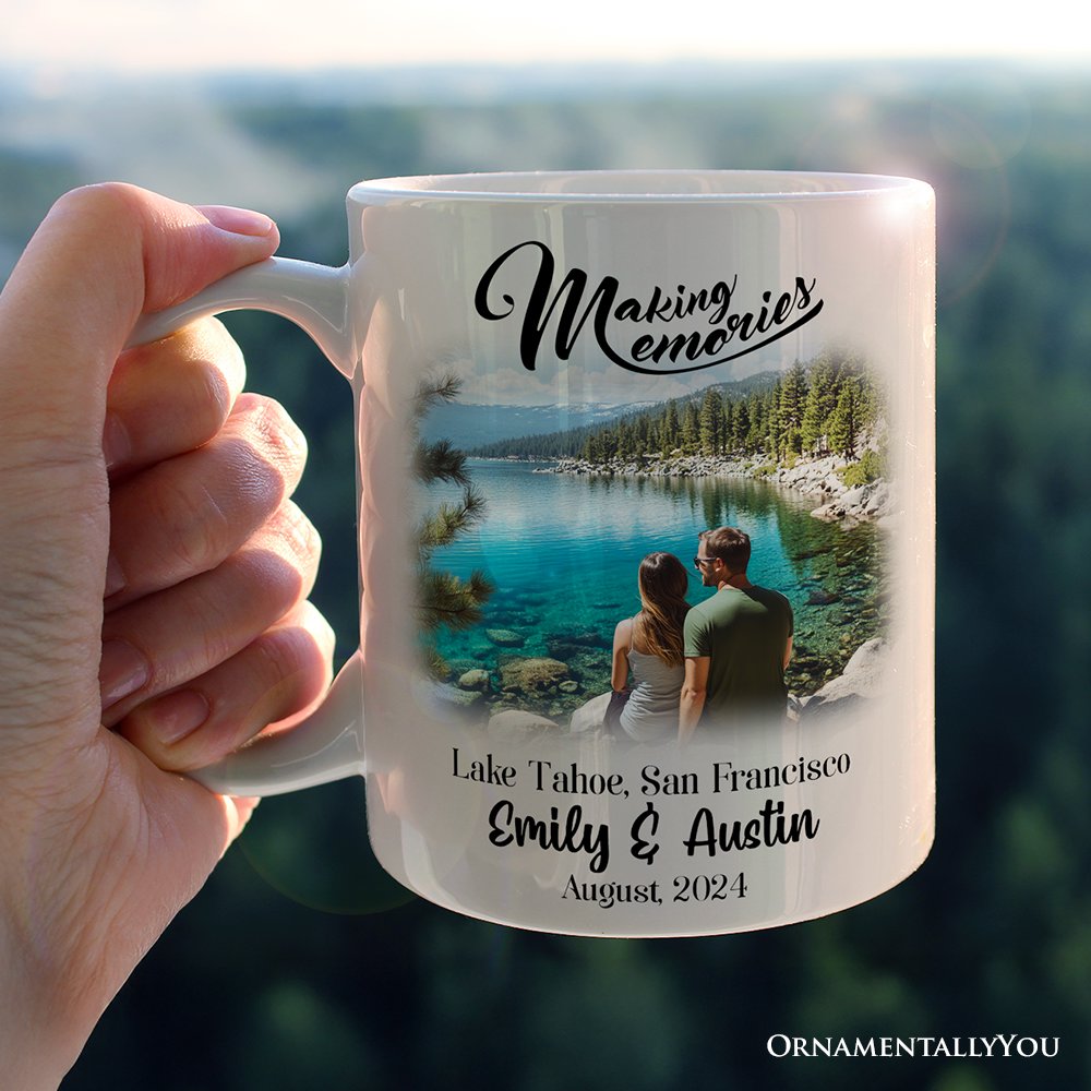 Making Memories Personalized Vacation Themed Mug, Photo Upload Travel Souvenir