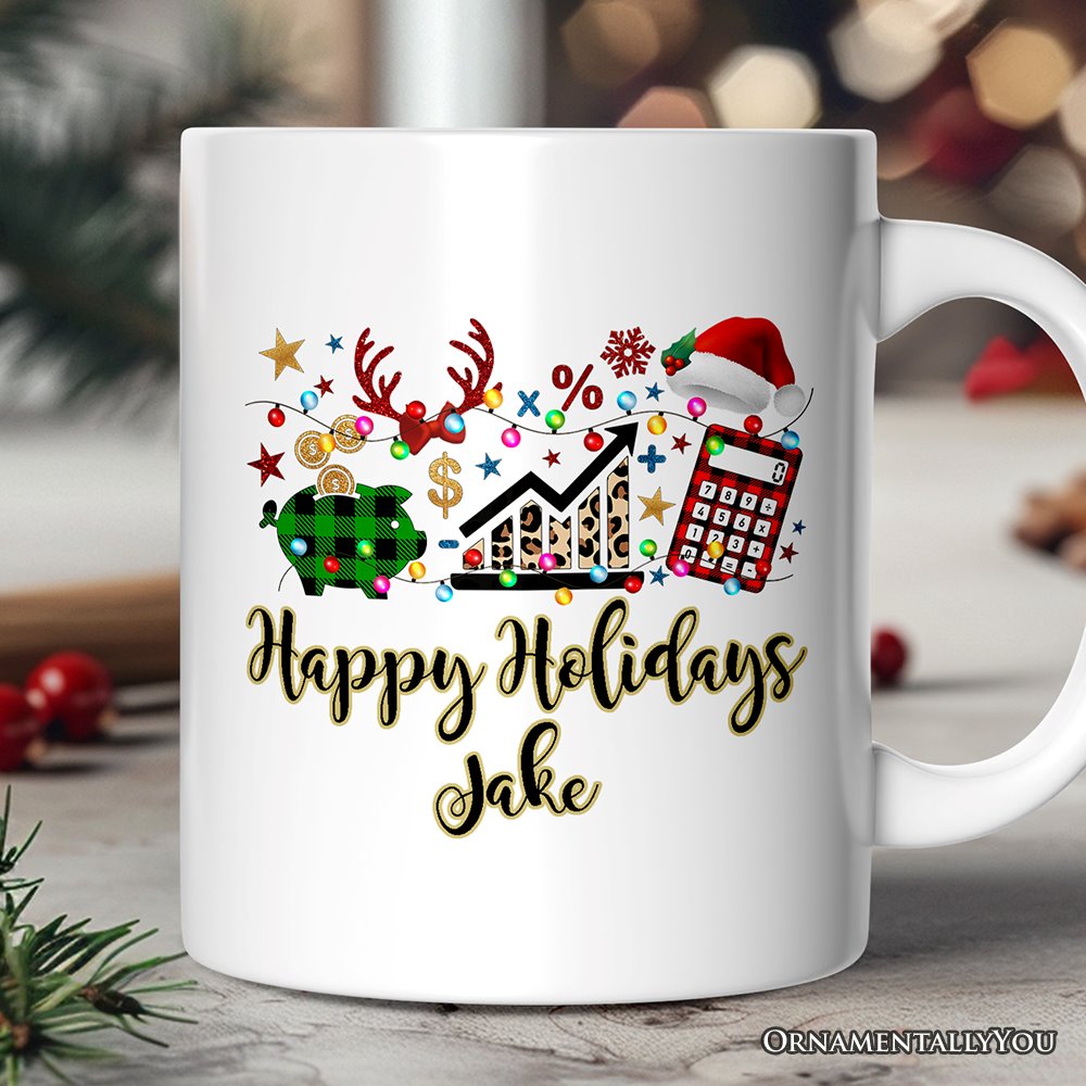Personalized Mug Finance Professional Buffalo Plaid Christmas, Custom Accountant and Financial Advisor Gift