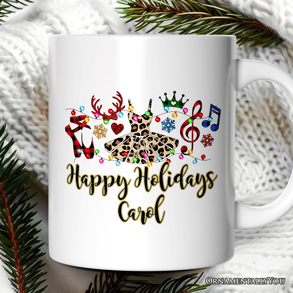 Personalized Mug Ballet Buffalo Plaid Christmas, Dance Teacher Gift