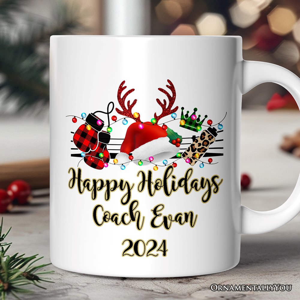 Personalized Mug Boxing Buffalo Plaid Christmas, Team and Coaches Gift