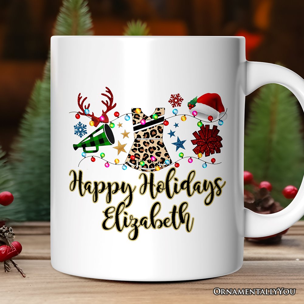 Personalized Mug Cheerleader Buffalo Plaid Christmas, Cheer Mom Gift