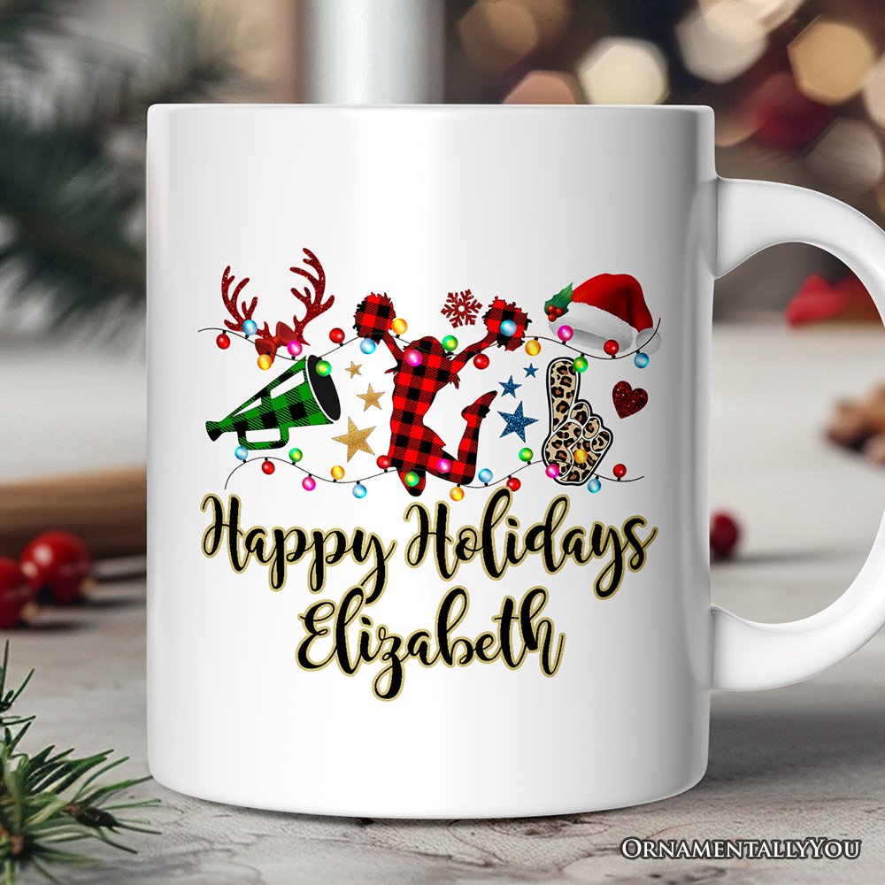 Personalized Mug Cheer Buffalo Plaid Christmas, Cheer Team or Coach Gift