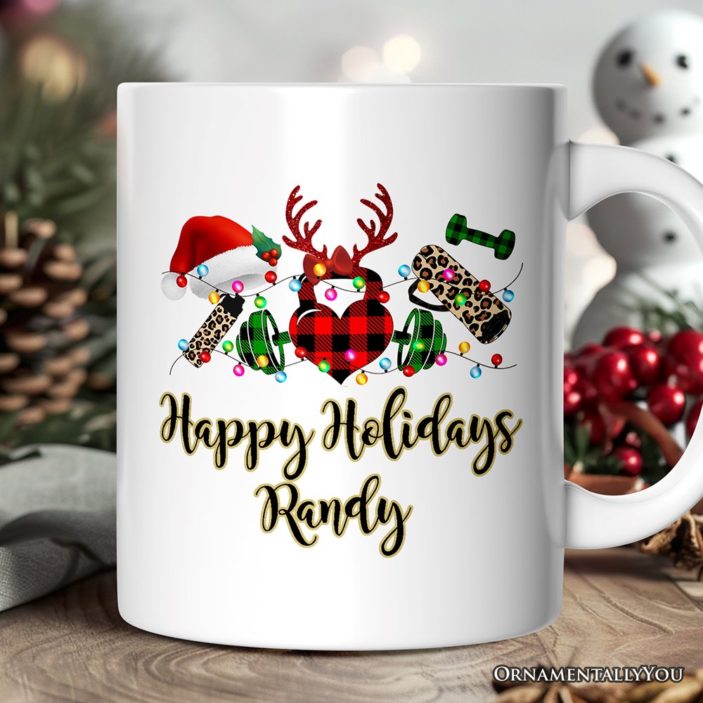Personalized Mug Gym Buffalo Plaid Christmas, Personal Trainer Gift