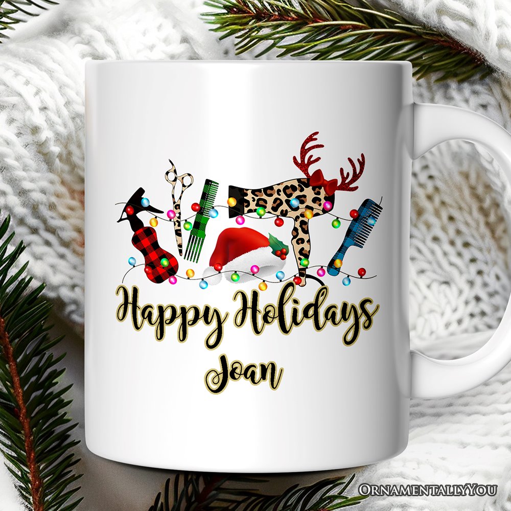 Personalized Mug Hair Stylist Buffalo Plaid Christmas, Hair Hustler Gift