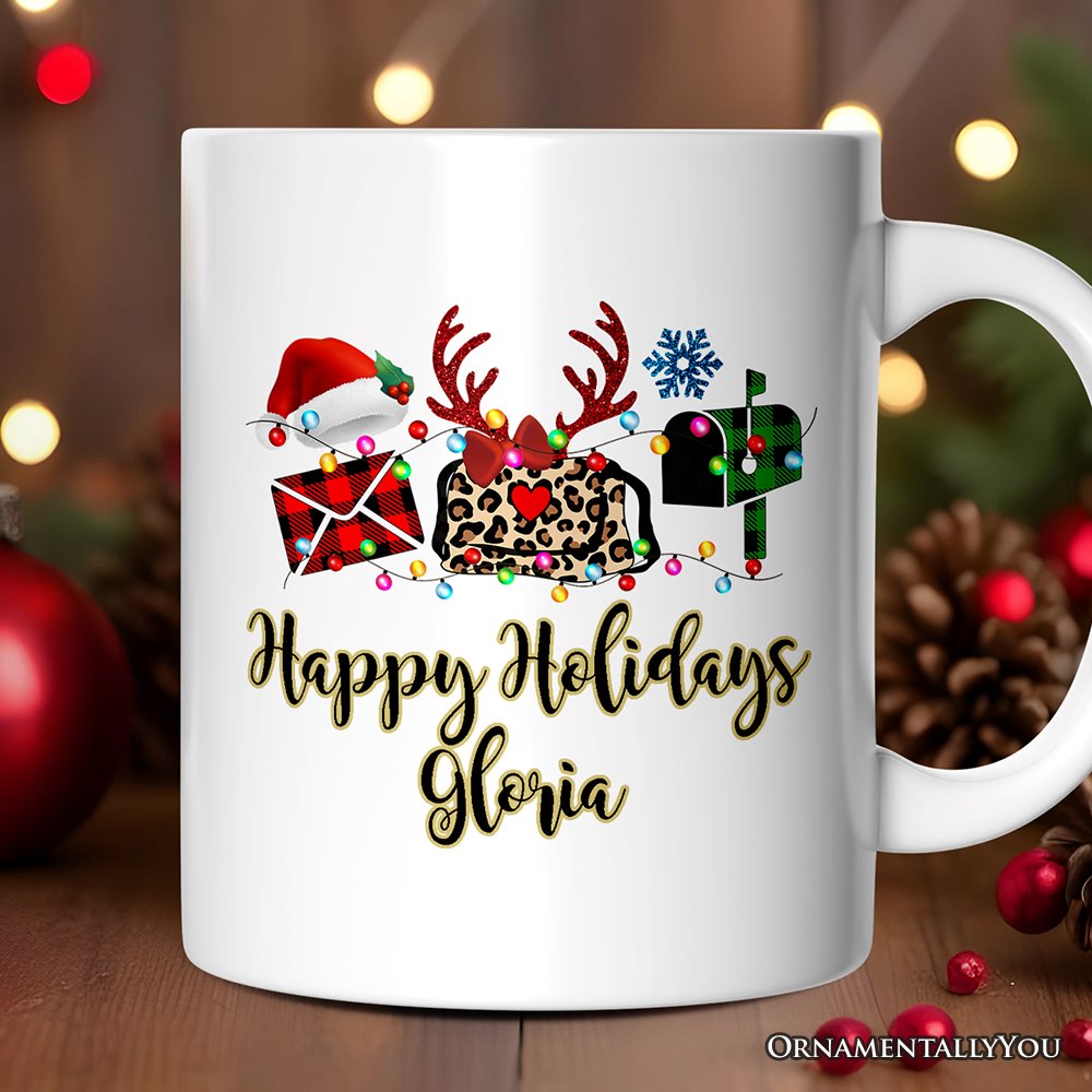 Personalized Mug Postal Worker Buffalo Plaid Christmas Gift