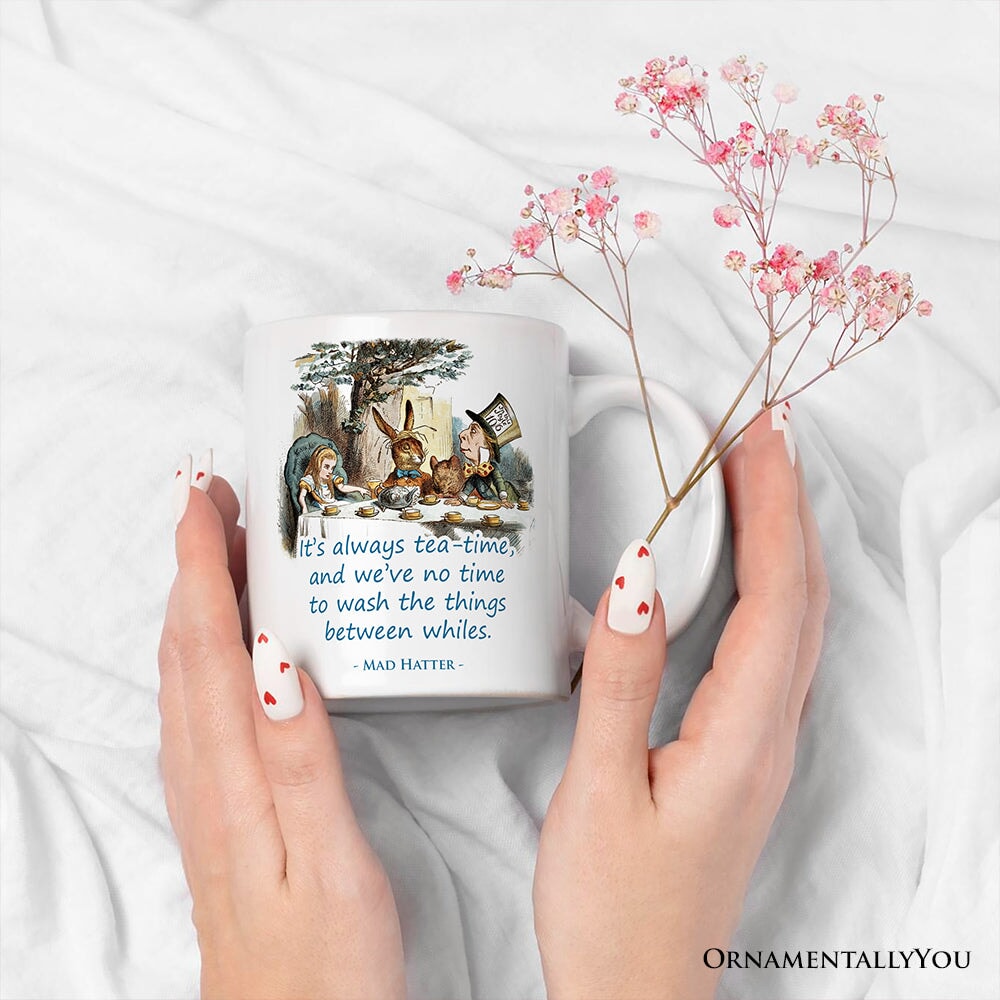 Personalized Mug It's Always Tea Time, Vintage Alice in Mad Tea Party