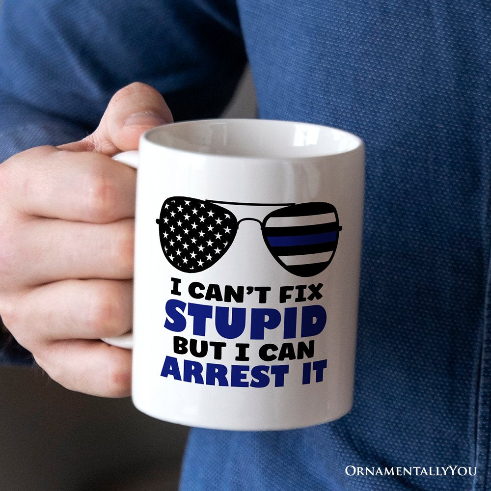 Police Officer Personalized Mug, I Can't Fix But I Can Arrest It Gift With Custom Name